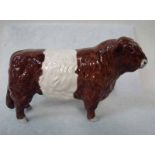 A rare Beswick Pottery Brown Belted Galloway Bull, model number 1746, 12cm high