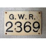 A Great Western Railway rectangular Clock Number Plaque, ivorine, G.W.R 2369, 51mm by 35mm