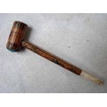 A Napoleonic Prisoner of War, Smokers Pipe, bone and marquetry work, 12.6cm long