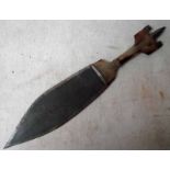 A Somali Billao Dagger with asymmetrical double edge wide blade, horn handle and triple point