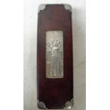 A Victorian hide bound and white metal mounted Glove Box, rectangular form with hinged lid and