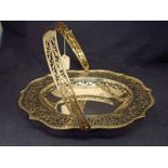 A 20th century large silver pierced swing handle Fruit Basket of shaped oval form with beaded