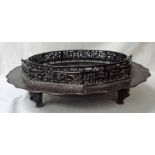 A Chinese bronze Brazier of circular form with flat shaped rim and a double gallery of cast openwork