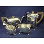 A 20th century four-piece silver Tea Service including water jug, Art Deco Style, Sheffield 1941,