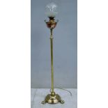 An Arts and Crafts floor standing rise and fall telescopic copper and brass Oil Lamp by Hinks,