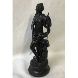 After Adrien Ettienne Gaudez (1845-1902) L'Industrie, a bronze figure of a female with hammer and