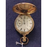 A Elgin National Watch Co., gold plated Hunter Pocket Watch, white dial, Roman numerals,