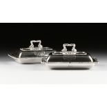 A PAIR OF PAUL STORR (British 1771-1844) GEORGE III PERIOD STERLING SILVER CONVERTIBLE ENTRÃ‰E