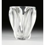 MARC LALIQUE (French 1900-1977) A CLEAR AND FROSTED CRYSTAL VASE IN THE "INGRID" PATTERN, FOR