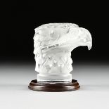 A LALIQUE CLEAR AND FROSTED GLASS "TÊTE D'AIGLE," EAGLE HOOD ORNAMENT, SIGNED, MID 20TH CENTURY,