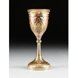 attributed to LUDWIG MOSER & SOHNE, A GILT AND ENAMEL DECORATED CLEAR GLASS GOBLET, KARLSBAD (