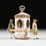 A VIENNESE MINIATURE FAUX JEWELED AND ENAMEL SEDAN CHAIR, LATE 19TH/EARLY 20TH CENTURY, the vertical