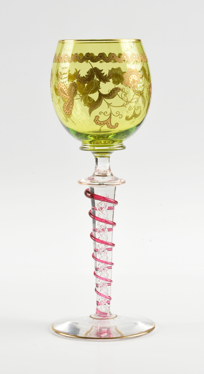 A GROUP OF TWO BOHEMIAN WINE GLASSES, CIRCA 1890-1910, comprising a wine glass with ovoid olive - Image 2 of 12