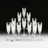 A SET OF TWELVE CRISTALLERIE ST. LOUIS CUT CRYSTAL CHAMPAGNE FLUTES IN THE "FLORENCE (PINEAPPLE