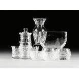 A GROUP OF TEN CUT CRYSTAL VESSELS, LATE 20TH CENTURY, comprising a Val St. Lambert baluster form