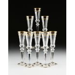 A SET OF EIGHT SAINT LOUIS CUT CRYSTAL CHAMPAGNE FLUTES IN THE "EXCELLENCE" PATTERN, FRENCH, 20TH