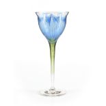 A MEYR'S NEFFE GILT AND TRANSPARENT ENAMEL DECORATED FLASHED OPTIC GLASS WINE STEM, ADOLF BEI