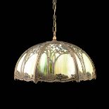 attributed to ROYAL ART GLASS CO. (New York 1910-1925) AN ART NOUVEAU SCENIC SLAG GLASS HANGING