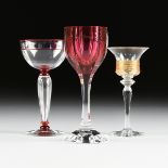 A GROUP OF THREE AMERICAN AND BOHEMIAN GLASS VESSELS, CIRCA 1900-1930, comprising a Steuben clear
