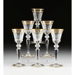 A SET OF SIX SAINT LOUIS CUT CRYSTAL BURGUNDY GLASSES IN THE "EXCELLENCE" PATTERN, FRENCH, 20TH