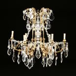 A FRENCH BELLE Ã‰POQUE BACCARAT STYLE BRONZE DORÃ‰ AND CRYSTAL CHANDELIER, 1890-1920, in the