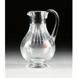 A BACCARAT CUT CRYSTAL WATER PITCHER IN THE "MASSENA" PATTERN, FRENCH, DESIGNED 1979, comprising a