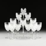 A SET OF TWELVE CRISTALLERIE ST. LOUIS CUT CRYSTAL WATER GOBLETS IN THE "FLORENCE (PINEAPPLE CUT)"