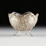 A HANAU 800 STANDARD SILVER RETICULATED FOOTED BOWL, CIRCA 1880-1900, the Rococo Revival style