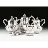 A FOUR PIECE CANN & DUNN COIN SILVER TEA SERVICE RETAILED BY A. RUMRILL & CO., NEW YORK, NEW YORK,