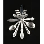 A GROUP OF THIRTY-THREE PIECES OF GORHAM MANUFACTURING CO. STERLING SILVER FLATWARE IN THE "ROSE