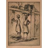 ELIZABETH QUALE O'NEILL VERNER (American 1883-1979) AN ETCHING, "Rivals," on paper, titled L/L,