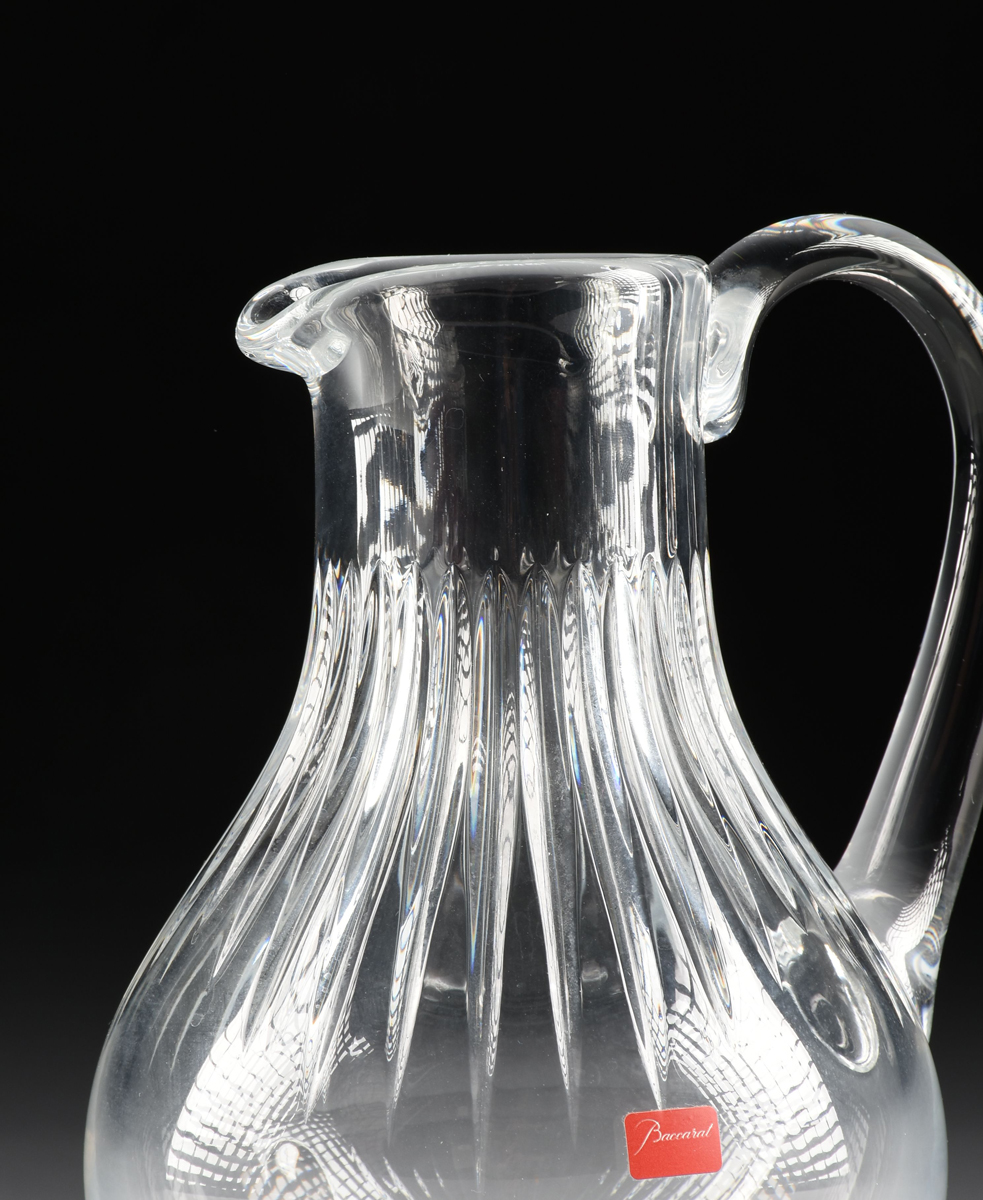 A BACCARAT CUT CRYSTAL WATER PITCHER IN THE "MASSENA" PATTERN, FRENCH, DESIGNED 1979, comprising a - Image 2 of 5