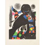 JOAN MIRO (Spanish 1893-1983) A LITHOGRAPH, "Homage to the Founder," ink on paper, signed. 27" x 20"