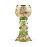 A LUDWIG MOSER & SOHNE GILT AND ENAMEL DECORATED GREEN GLASS GOBLET, KARLSBAD (KARLOVY VARY),