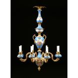 A FRENCH LOUIS XV STYLE GILT BRONZE MOUNTED GILT AND POLYCHROME ENAMEL DECORATED "SEVRÃ‰S" STYLE