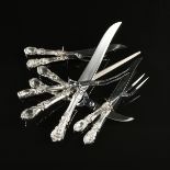 A GROUP OF EIGHT REED & BARTON STERLING SILVER AND STAINLESS STEEL CARVING UTENSILS IN THE "
