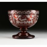 A GROUP OF TWO BOHEMIAN/CZECH RUBY CUT TO CLEAR GLASS VESSELS, 20TH CENTURY, comprising a baluster