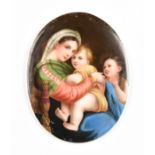 after (RAPHAEL) RAFFAELLO SANZIO D'URBINO (Italian 1483-1520) A PORCELAIN PLAQUE, "MADONNA DELLA