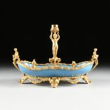 A NAPOLEON III SÈVRES STYLE GILT BRONZE MOUNTED PARCEL GILT ENAMELED BLUE CELESTE PORCELAIN DESK