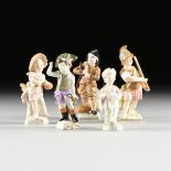 A GROUP OF FIVE KPM STYLE PAINTED PORCELAIN FIGURINES, GERMAN, LATE 19TH CENTURY, comprising a small