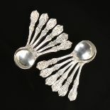 A SET OF TWELVE REED & BARTON STERLING SILVER ROUND BOWL CREAM SOUP SPOONS IN THE "FRANCIS I"