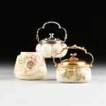 A GROUP OF THREE AMERICAN OPAL GLASS VESSELS, CIRCA 1893-1909, comprising a Crown Milano gilt and