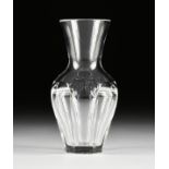 A BACCARAT BLOW MOLDED CRYSTAL FLOWER VASE, LATE 20TH CENTURY, of octagonal baluster form with