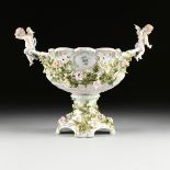 A DRESDEN PARCEL GILT ENAMELED RETICULATED PORCELAIN CENTER BOWL, SCHIERHOLZ PORCELAIN MANUFACTURER,