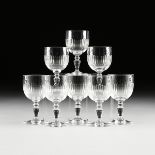 A SET OF EIGHT BACCARAT CLEAR CRYSTAL CLARET WINE GLASSES IN THE "RENAISSANCE" PATTERN, FRANCE,