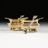 PAUL STORR (British 1770-1844) A PAIR OF GEORGE III PERIOD SILVER GILT SALT CELLARS WITH