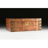 A LATE GEORGE III PERIOD BRASS BANDED MAHOGANY CAMPAIGN LAP DESK, CIRCA 1800-1810, of rectangular