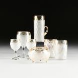 A GROUP OF SEVEN NEW ENGLAND GLASS COMPANY ACID ETCHED GLASS VESSELS IN THE "POMONA" PATTERN,