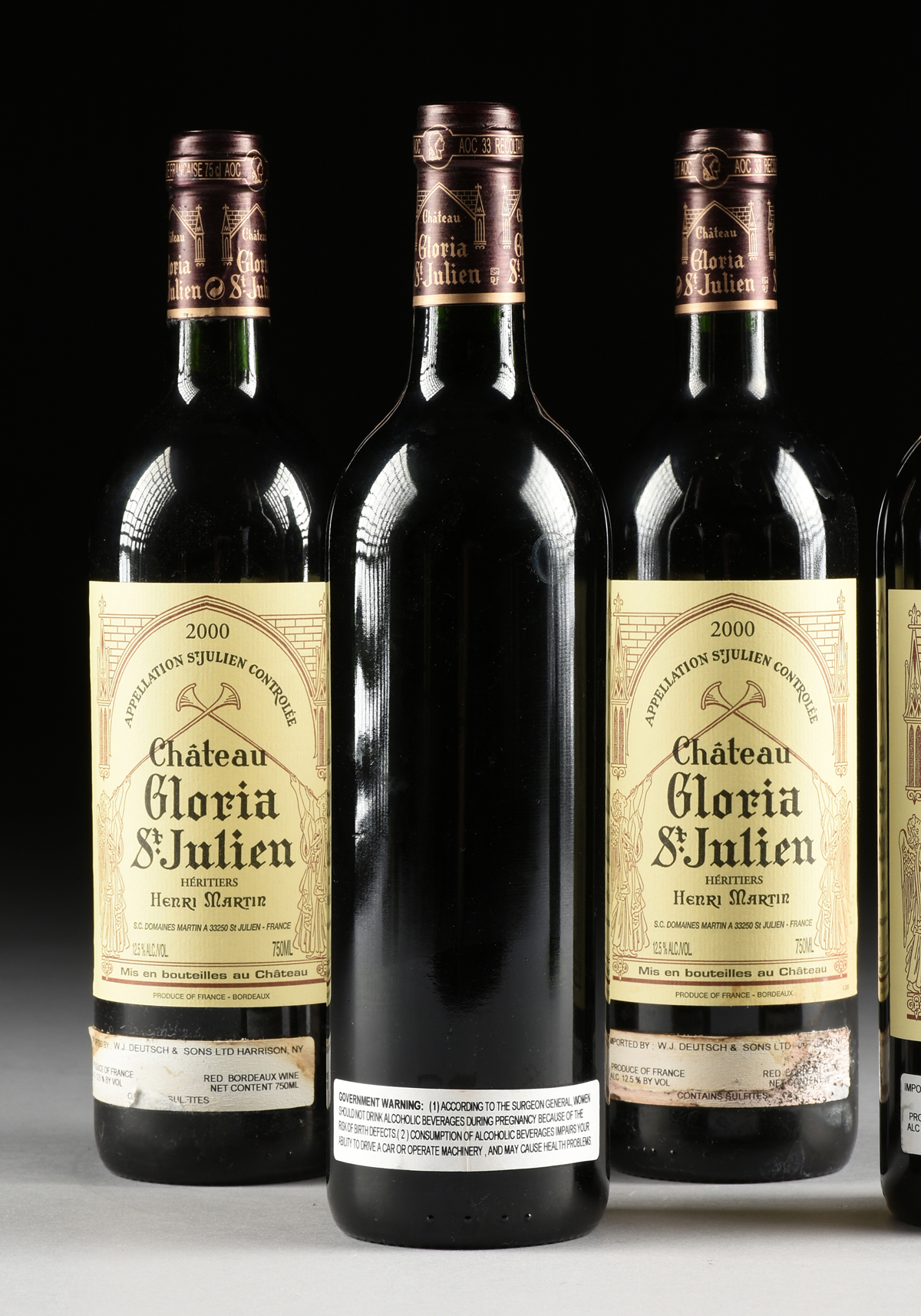 FOUR BOTTLES OF 2000 CHATEAU GLORIA ST. JULIEN, BORDEAUX BLEND, FRANCE, 750ml bottles. Condition: - Image 7 of 9