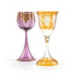 A GROUP OF TWO BOHEMIAN COLORED WINE GLASSES, CIRCA 1900-1920, comprising a Ludwig Moser & Sohne